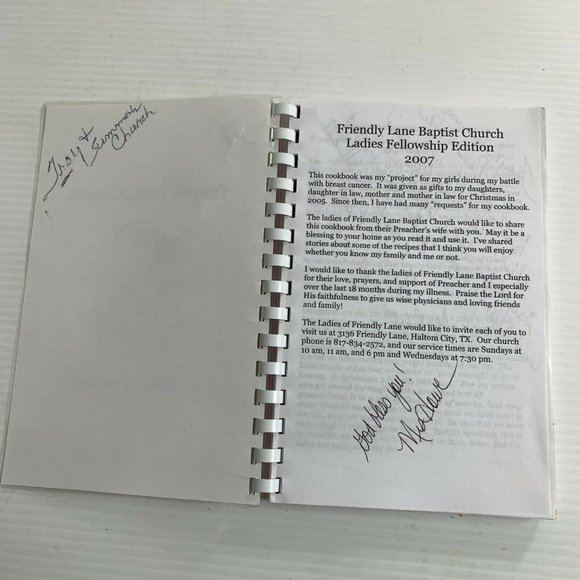Favorite Family Recipes Friendly Lane Baptist Church Cookbook Terri Howe Spiral - Picture 7 of 8